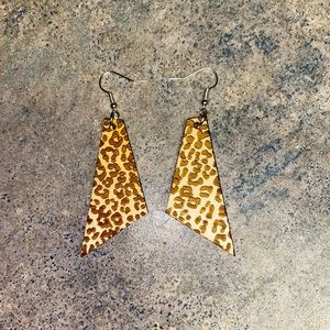 Cheetah print wooden earrings